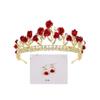 Three Piece Bride Headwear Set Korean Style Forest Themed Hair Band Red Hair Accessory Fairy Hair Band Toasting Wedding Dress and Accessories
