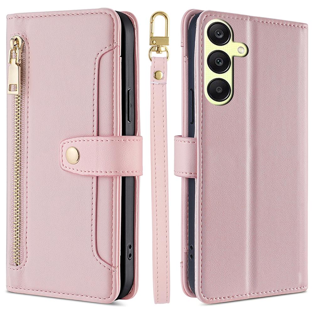 

Чехол-кошелек для Samsung Galaxy A25 5G (Глобальный) (161,0 х 76,5 х 8,3 мм) Кожаный противоударный чехол для телефона Pink