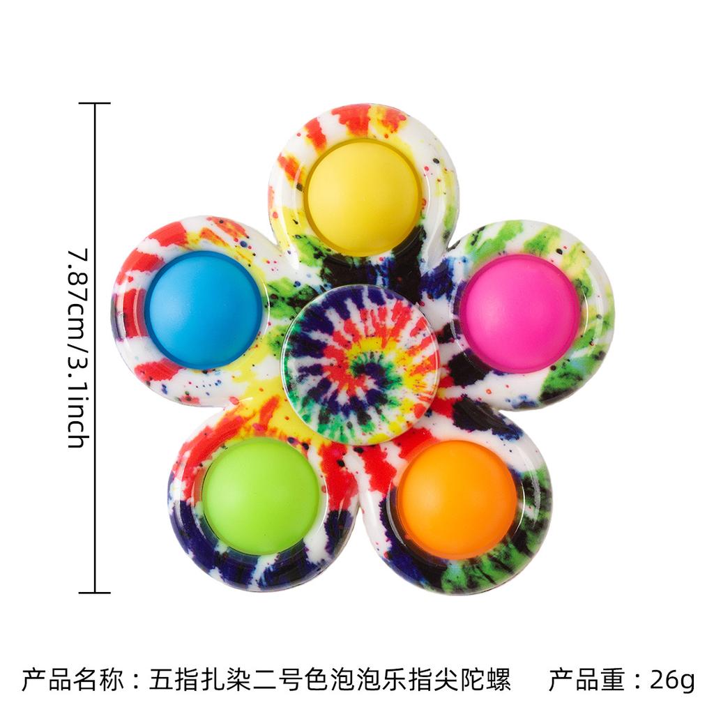 Tie Dye Simple Fidget Spinner Pop Finger Toys Push Bubble Hand Spinner for ADHD Anxiety Stress Relief Sensory Gifts for Kids