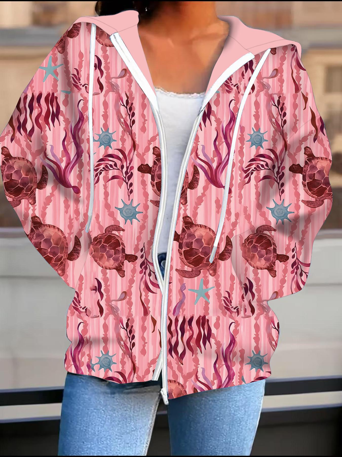 

Butterfly 3D Printed Hooded Cardigan Plus Size Autumn Winter Retro 6XL розовый