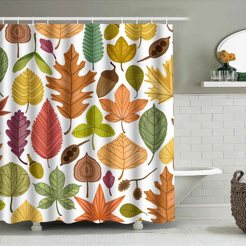 Leaf Pattern Shower Curtain Autumn Decorative Bathroom Accessories For Home Decoration