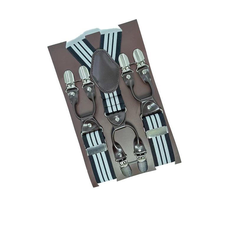 6 Clips Men'S Suspender Belt, Strap Thickened Elastic Belt, High-Quality Hardware Accessories