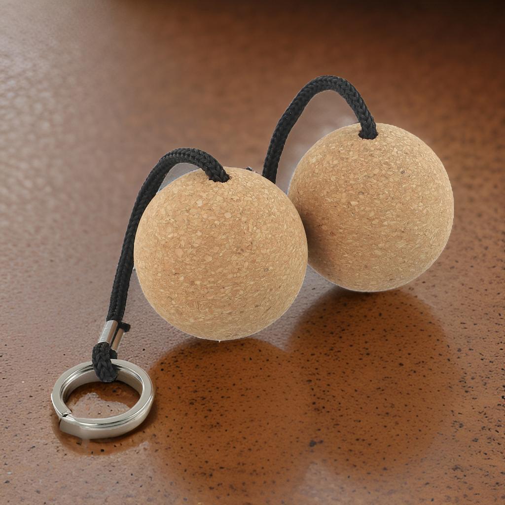 Round Floating Cork Keyring Ball Wooden 2pcs Accessories