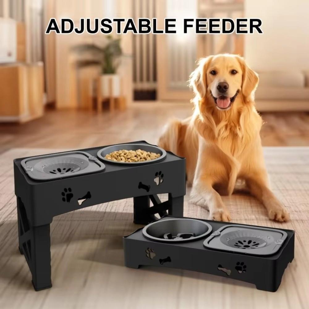 Adjustable Height Pet Feeder 3 In 1 Dog Double Bowls Elevated Dog Bowls For Kittens Puppies