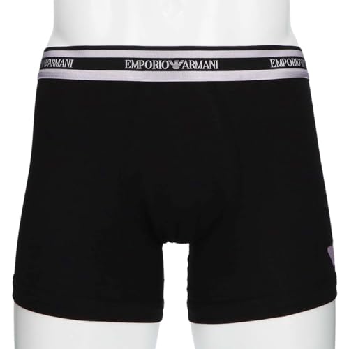 Emporio Armani SHINY LOGOBAND Men's Boxer Briefs with a Shiny Waistband and Logo, Front Closure, Size Small (EU Size), Navy (Product Code: 54045128)