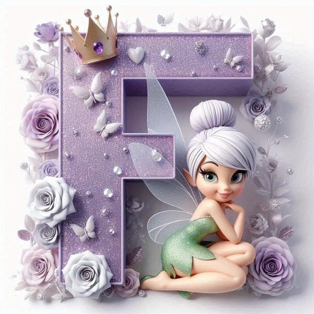 Disney Kreskówkowa Malowanie Diamentami Dzwoneczek Księżniczka 26 Liter Obrazki z Dżetów Mozaika Diamentowa Motyl Zestawy Rękodzieła Sztuka Ścienna