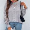 Dámska voľná blúzka sveter s čipkovaným prešívaním Patchwork dutý sveter