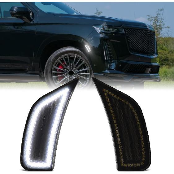 Upgrade White LED Side Marker Light for 2021-2024 Chevy GMC Yukon Denali XL | Tahoe Suburban Cadillac Escalade ESV Front Bumper DRL Signal Lamp,