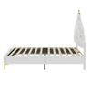 Princess Bed 140x200cm Flat Double Bed Crown-Shaped Soft Upholstery Made of Faux Leather Adjustable LED Ambient Light Strip White