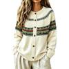 Women's Vintage Round Neck Oversized Sweater with Buttons for Fall/Winter