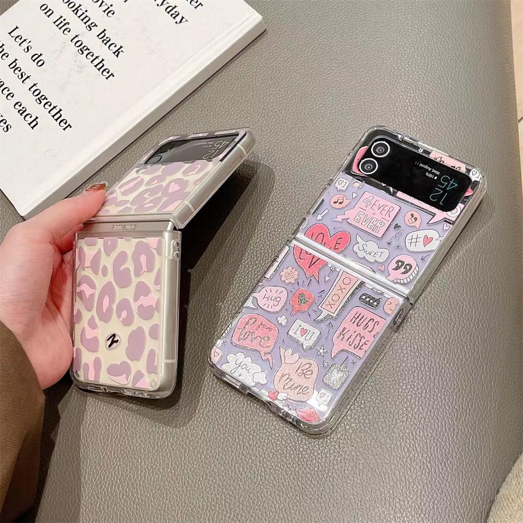 Leopard Print Foldable Phone Case For Samsung Z FLIP  3 4 5 F711 F9260 W22 5G On Samsung Z FOLD 3 4 5 F936 W23 ZFLIP Cases Cover