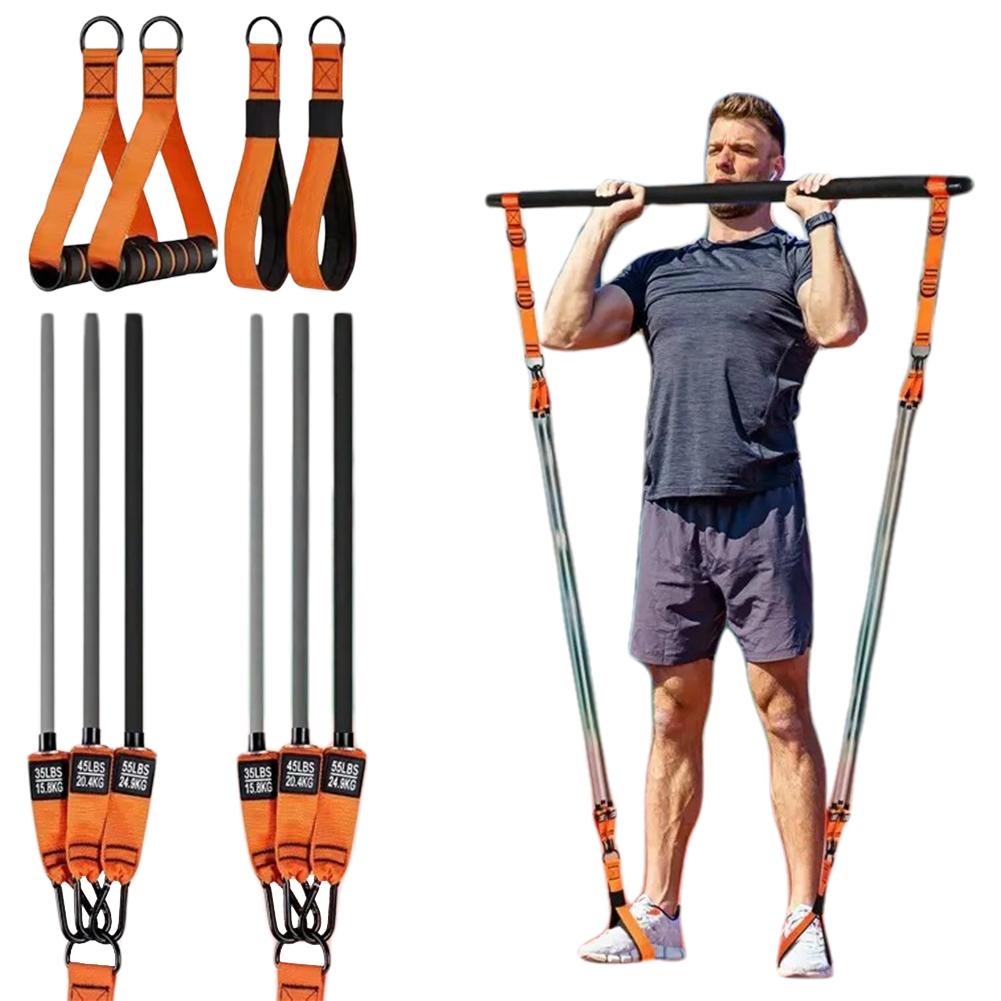 Pilates Bar Kit & Resistance Bands Multifunctional Pilates Bar Portable Yoga Pilates Stick Home Gym Strength Training Equipment