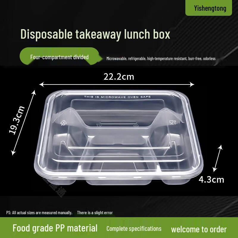 Disposable 4-Compartment Meal Prep Containers