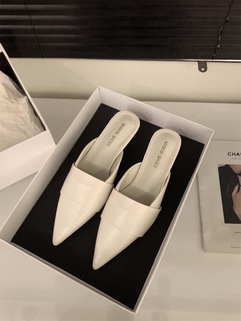 French bag head half slippers women's shoes wear 2025 new autumn skirt temperament pointed high heels single shoes