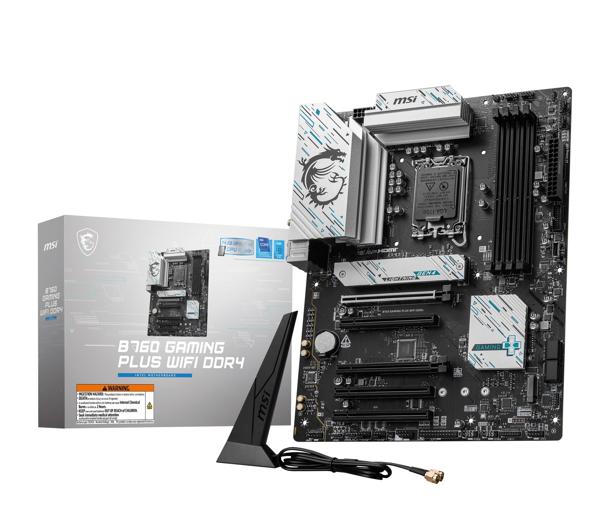 

MSI B760 GAMING PLUS WIFI DDR4 Intel Generation Core Processor Compatible ATX Материнська плата MB6563 14th/13th/12th