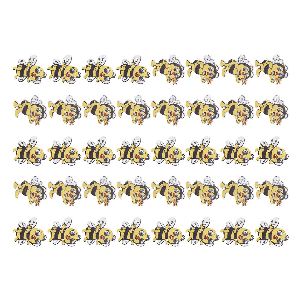 40Pcs Wooden Bee Buttons Cartoon Decorative Embellishment for Sewing Knitting Scrapbooking