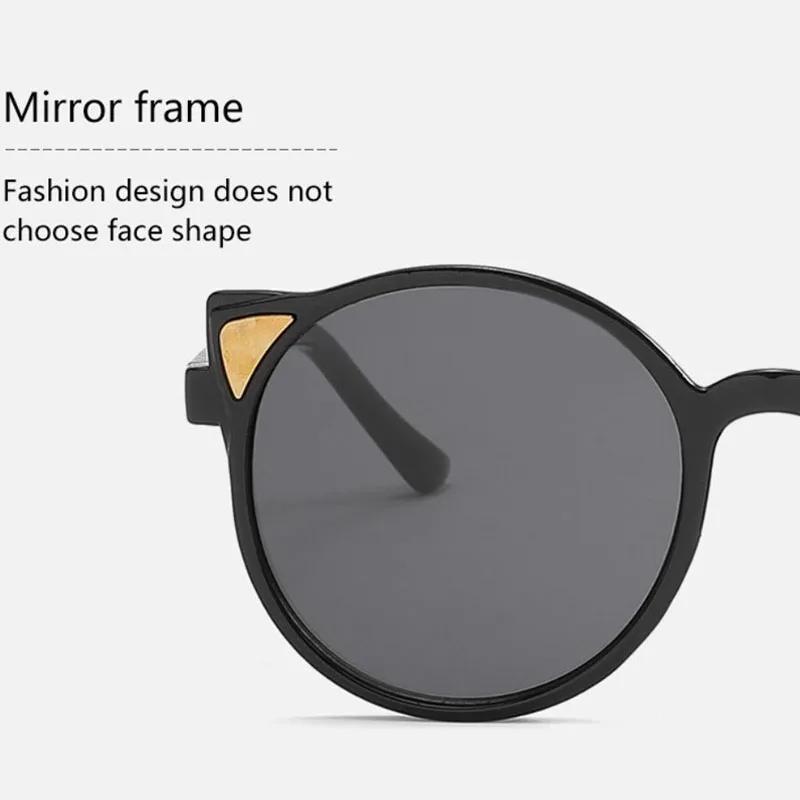 Fashion Fashionable Trendy Cat Ear Sunglasses for Kids Children Round Frame UV Protection Sun Glasses Boys Girls Summer Outdoor Eyewear