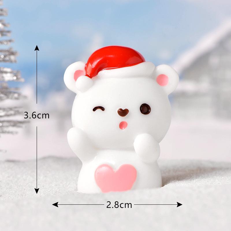 Christmas Cartoon Resin Santa & Snowman Couple Micro Landscape Ornaments