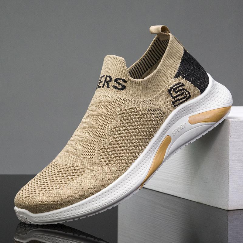 Spring and Summer Slip-on Casual Shoes New Flying Woven Breathable Running Shoes Men Sneaker