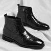 Leather Boots Men's New Business Casual High Top Leather Shoes British Chelsea Boots Side Zipper Velvet Short Boots Men's