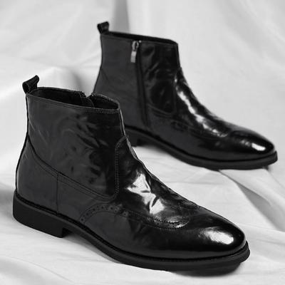 Lederstiefel Herren Neu Business Casual High Top Lederschuhe Britische Chelsea Boots Seitenreißverschluss Samt Kurzstiefel Herren