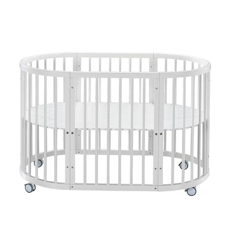 INS Bolin Multifunctional Solid Wood Round Baby Bed: Convertible Twin and Co-Sleeping.
