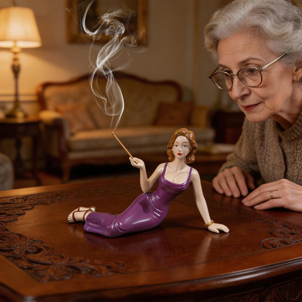 Women Statue Table Decoration Incense Holder Sculpture for Bookcase Window Sill Bookshelf Display Cabinet Nightstand Study