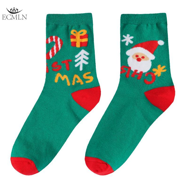 

Осенне-зимние теплые рождественские носки средней длины, дышащие, повседневные домашние носки, рождественские носки зелёный