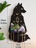 Schwarze Katze Holzregal Mondphase Schwebendes Regal Chakra Kristallhalter Steinständer Wanddekoration Hexen Wohndekoration