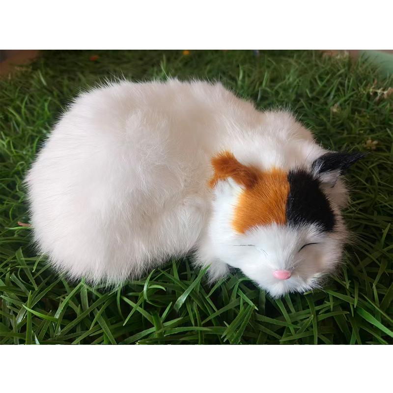 Ev Dekorasyonu İçin El Yapımı Gerçek Kürk Kedi Model Peluş Süs