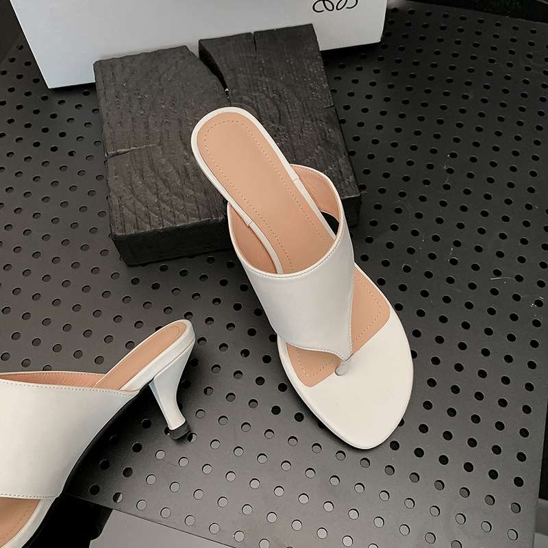 Krazing Pot Suede Mules Summer Size 40 Outside Slippers Flip Flops Stiletto High Heels Women Peep Toe Sandals