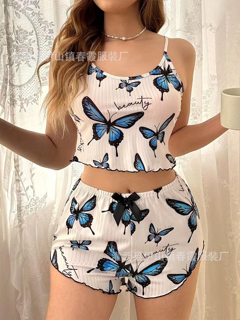 Комплект шорт-подтяжек с принтом бабочек. Удобные и практичные. Французский и модный S