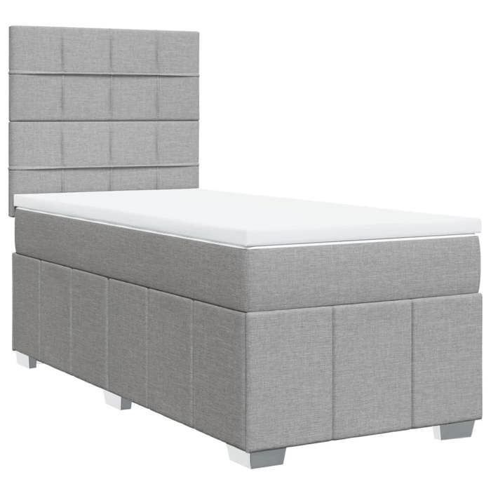 VidaXL Slat Bed Base and Mattress Light Grey 90x190 Cm Fabric 3293823
