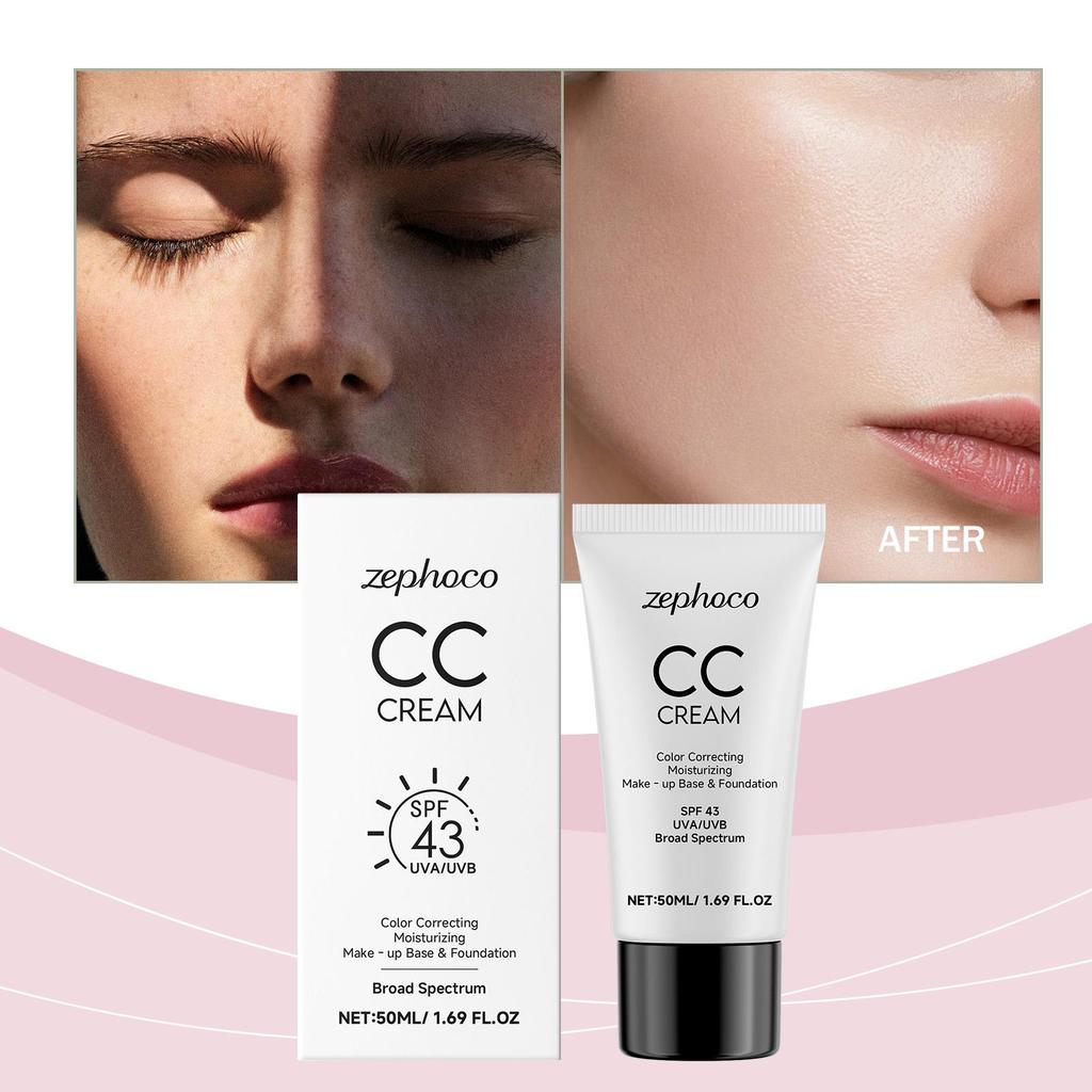 zephoco CC kremas makiažo pagrindas Apsauga nuo UV spindulių Drėkinamoji makiažo bazė Spalvos korekcija Kosmetika 43 SPF Veido kremas makiažo pagrindas