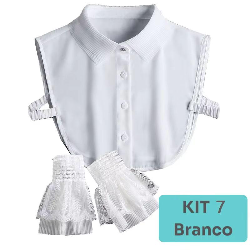 White Big Lapel Fake Collar And Black Detachable Cuff Lace False Collar Stand Removable Faux Col for Women Half Shirt Accessory