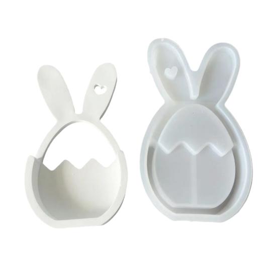 Silicone Easter Bunny Mold Flexible Flower Basket Casting Mold for Epoxy Plaster Wax DIY 3D Easter Decorations And Crafts Gift