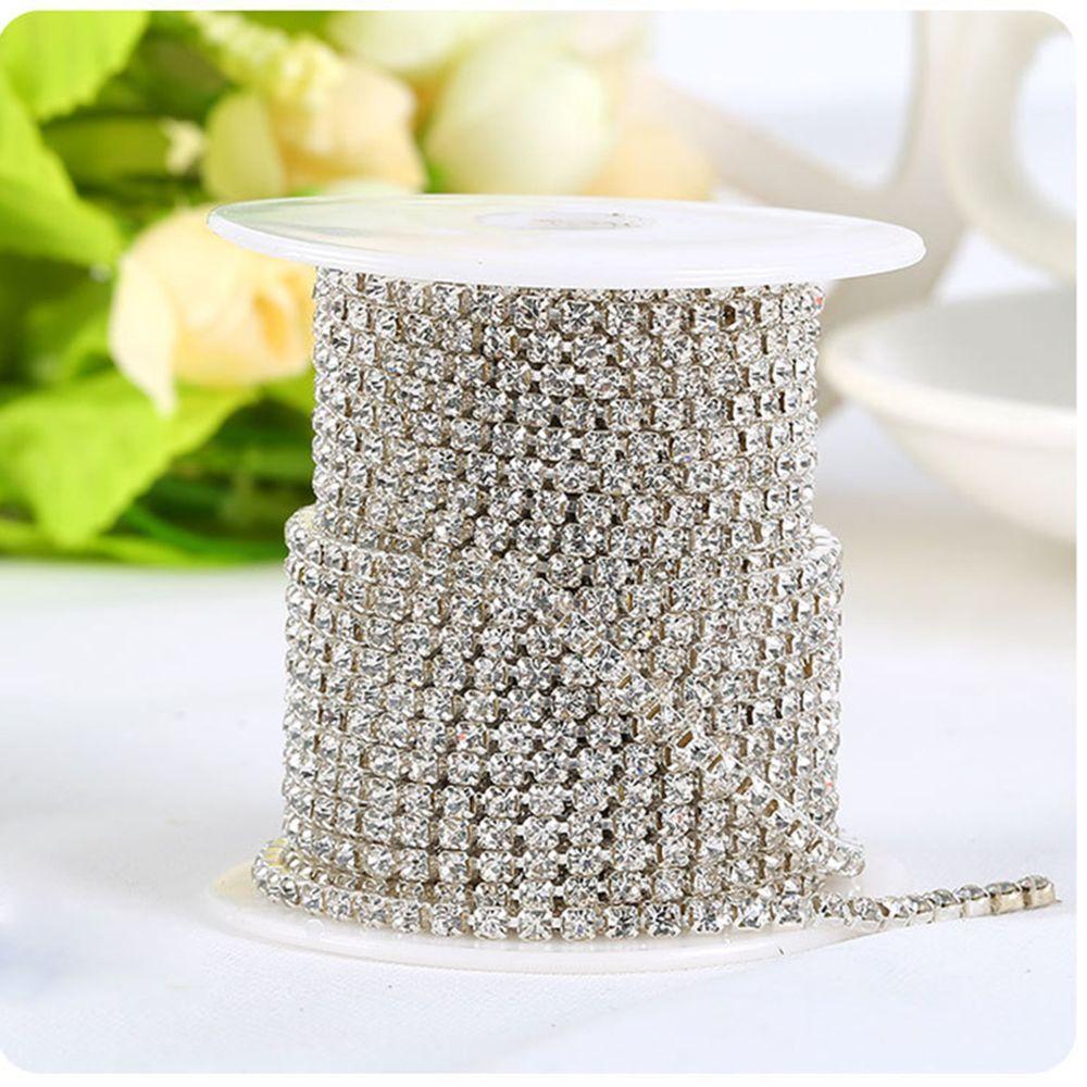 Compact Glass Silver Beautiful Sparkling DIY 1-row 2-row 3-row Trim 1 Yard Rhinestone Crystal