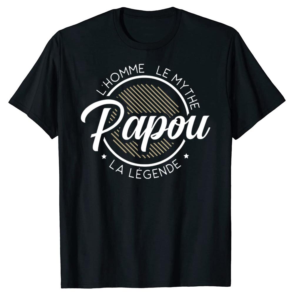 

Papou T Shirt Funny French Text Grandpa Dad Gift Retro Men Clothing Casual Round Neck Soft T-shirts Tshirts - Men s Summer C... S разноцветный