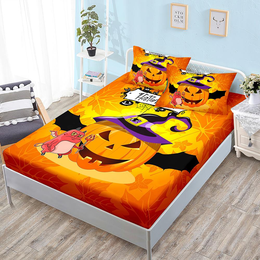 

Halloween Three-Piece Set Funny Pumpkin Mattress, Mattress Cover, Mattress Protective Cover Sheet 100*190*40cm*1 Pillowcase 51*75cm*1
