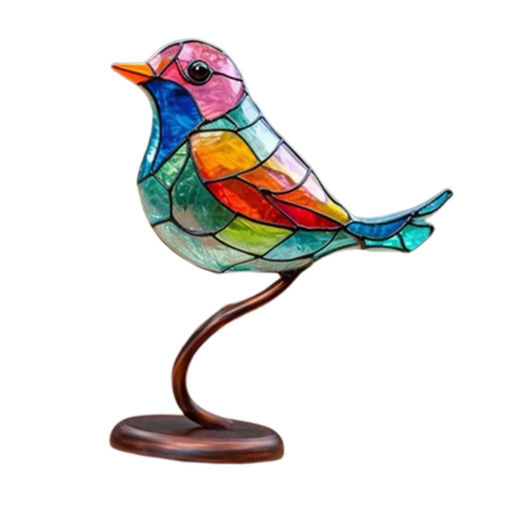 Bird Statue Centerpiece Multicolor Figurine Metal Birds Sculpture Birds Desktop Ornament Home Decor for Indoor Fireplace Outdoor