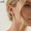 Effie Queen Edelstahl 18 Karat Gold Rund geschliffener Zirkonia Hängeohrringe Einfacher Schmuck für Damen Geburtstage Bankett Geschenk STKE21