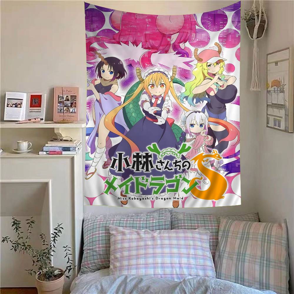Miss Kobayashi Dragon Maid Classic Anime Printed Large Wall Tapestry Hanging Tarot Hippie Wall Rugs Dorm Home Decor