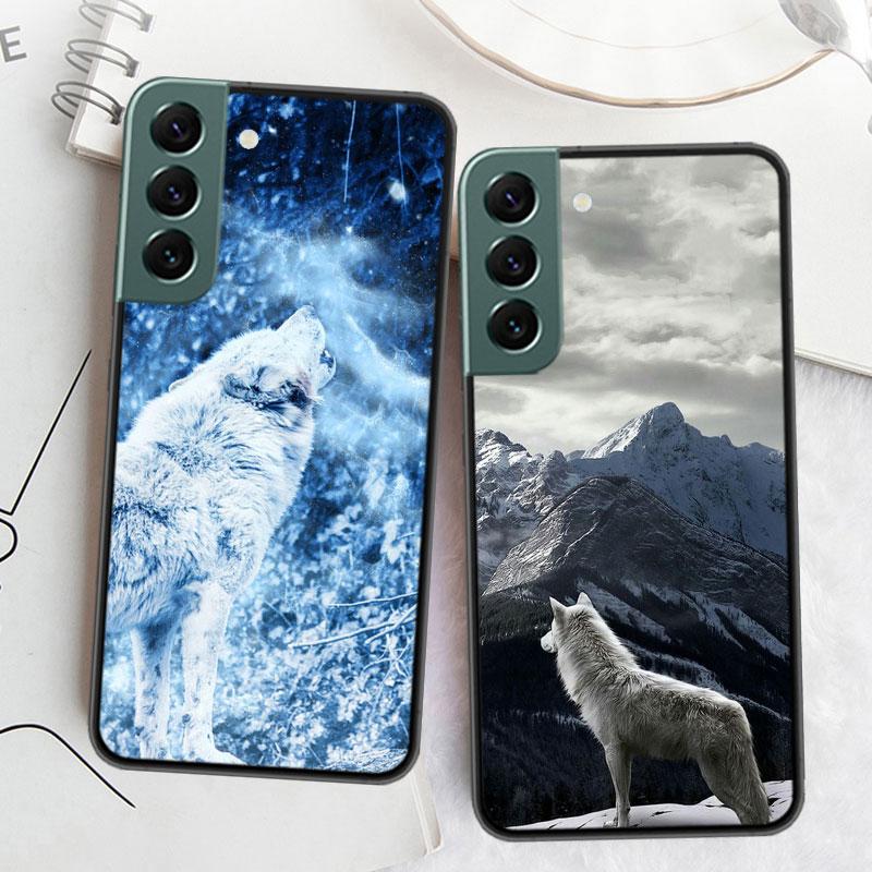 Snow White Blue Eyes Wolf Phone For Samsung Galaxy S20 FE S21 Plus S22 S23 S24 Ultra Case S10 S10E S9 S8 S7 Edge Cover Silicone