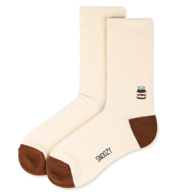 SNOOZY Schoko-Marmelade Bestickte Socken (Beige Braun)