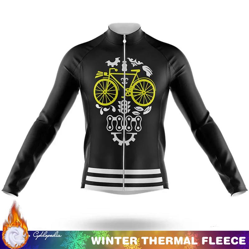 Mtb Clothing Men SKULL Fleece Jersey Cycling Mens Men's Shirt Thermal Winter Outfit Long Sleeve 2026 Man Road Bikes Jackets Bike