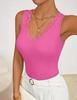 Women's 2026 V-neck Lace Trim Ribbed Knit Sleeveless Camisole