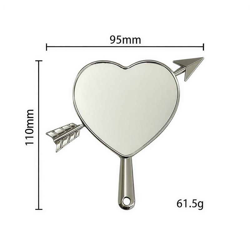 Heart Shaped Handle Compact Mirror, Single Face Portable Vanity Mirror for Home Travel, Gift