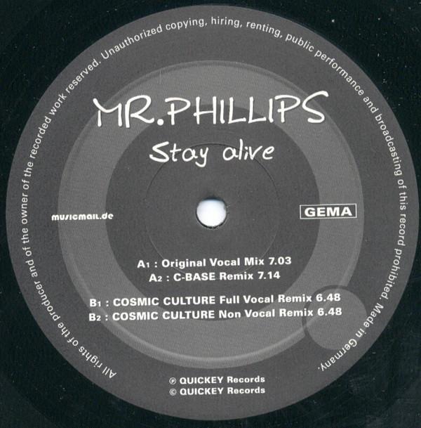 

12inch Record MR.PHILLIPS - Stay Alive QUICKEY015 QUICKEY 2004 Germany Dance & Electronica Used