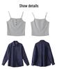 2025 Women's Summer Three-Piece Set: Denim Jacket, Camisole, Wide-Leg Pants (ME5567)