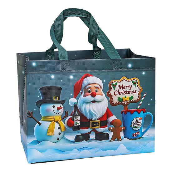 Christmas Gift Bags Large Reusable Tote Bag with Handles Non-Woven Christmas Grocery Shopping Bag for Holiday Xmas Party Supplies